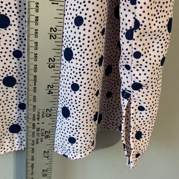 Talbots‎ pink/navy polka dots gathered high neckline sleeveless blouse. Size 2X - Picture 9 of 11